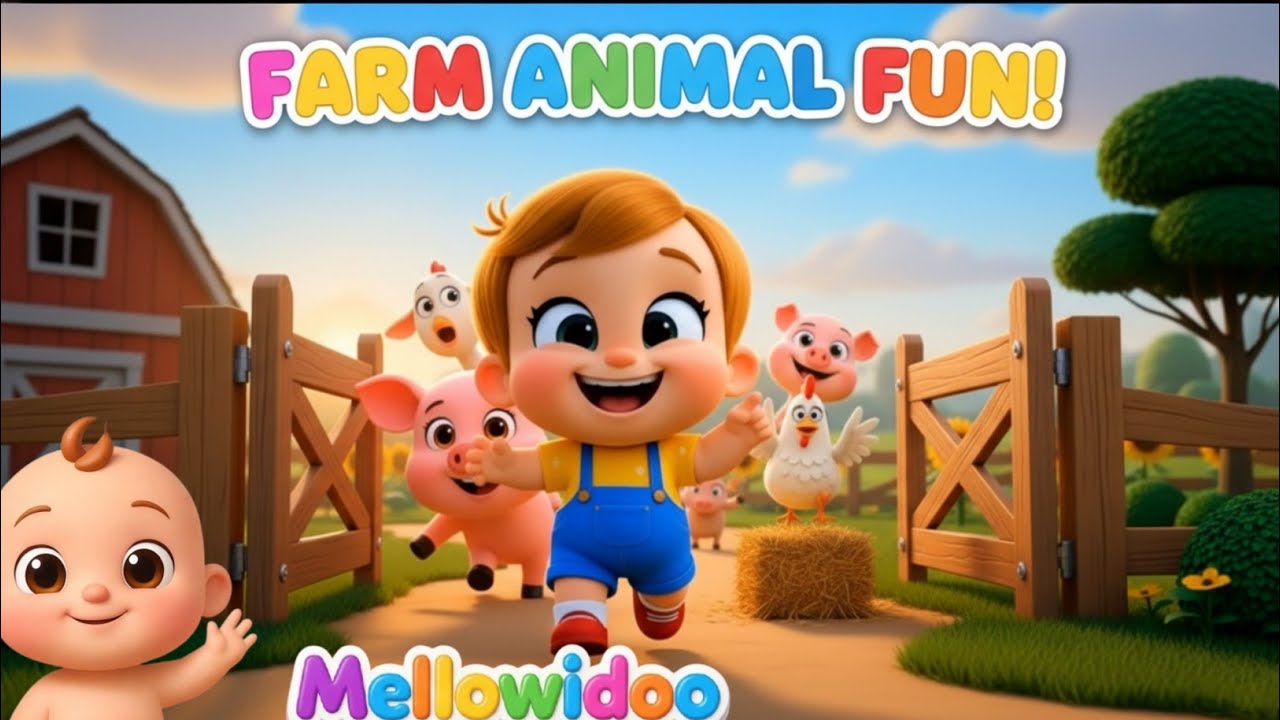 🚨 Farm Animals Escape Song 🐮🐷🐑🐴 | Learn Animal  | Mellowidoo Fun Kids Dance Rhyme