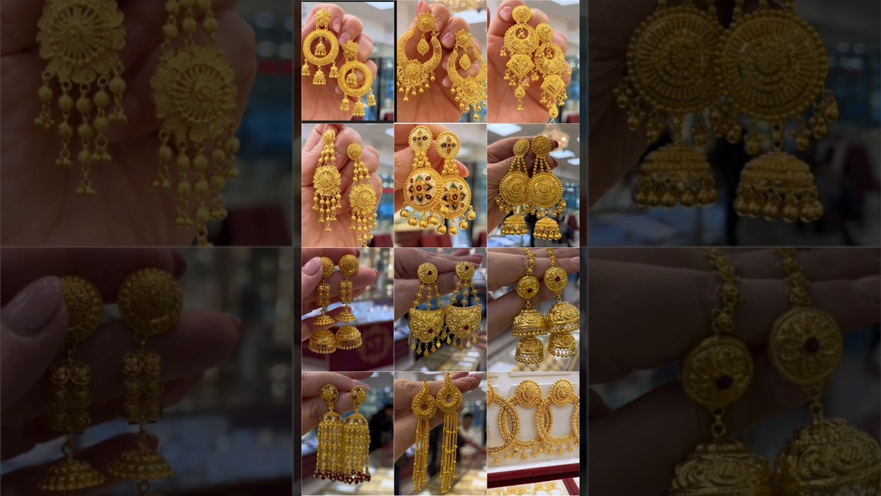 Latest 22k Gold Earrings Designs| Luxury Gold Jhumka Design| Royal Gold Earrings 
