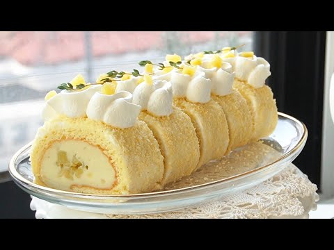 고구마 롤케이크 만들기 Sweet potato Roll cake recipe 고구마 케이크 만들기 도지마롤 만들기