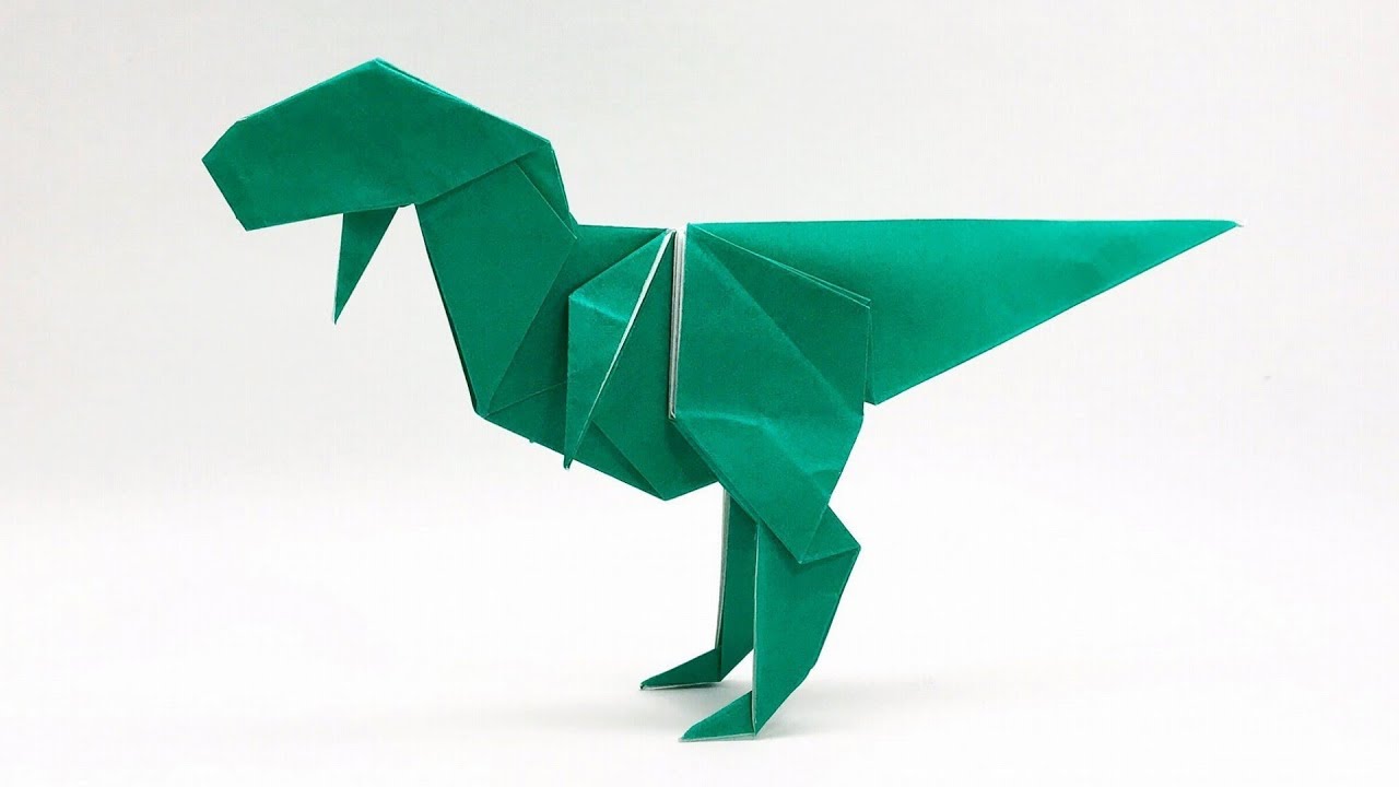 恐竜折り紙 ティラノサウルス さくb Origami Tyrannosaurus Sakub Youtube