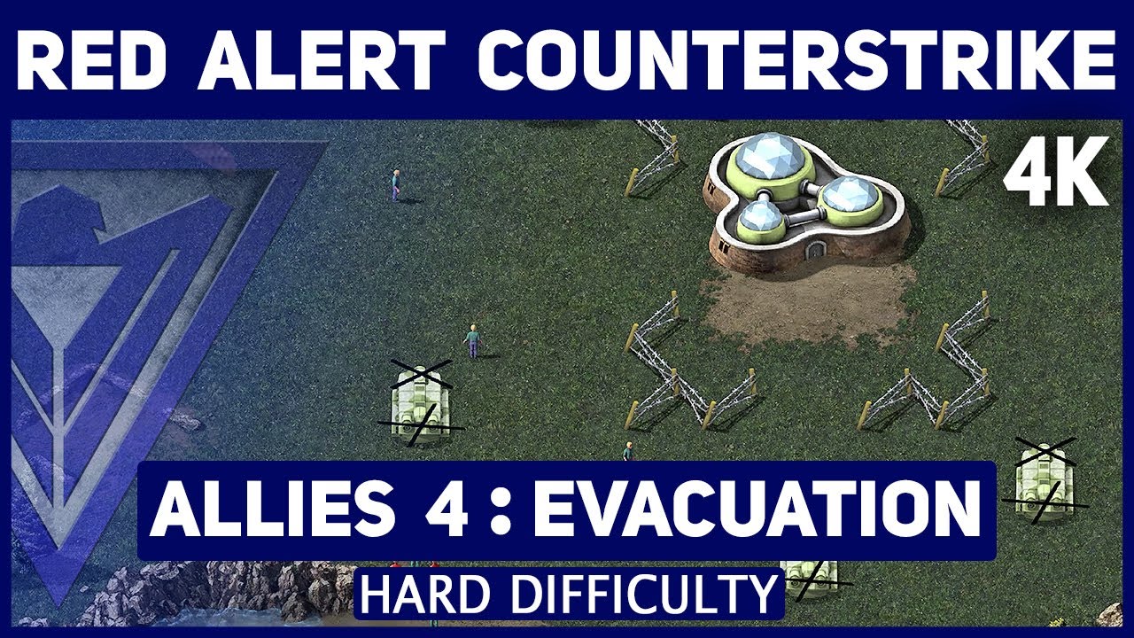 Red Alert Counterstrike Remastered 4K - Allies Mission: 4 Evacuation - Hard Difficulty