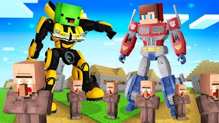 JJ and Mikey in OPTIMUS PRIME , BUMBLEBEE Transformers CHALLENGE in Minecraft / Maizen Minecraft screenshot 3
