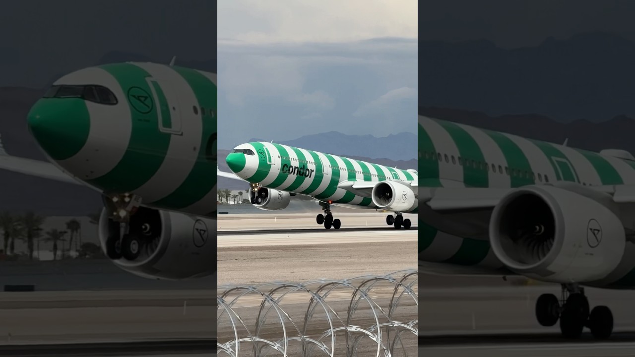 Green Island Livery Condor Airbus A330neo arrives at Las Vegas (LAS) | D-ANRE | 