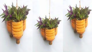 Membuat pot bunga gantung dari botol bekas // Recycle plastic botles into hanging flowers pots