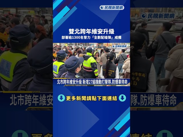 雙北跨年維安升級! 部署逾1300名警力"全數配槍彈"戒備－民視新聞