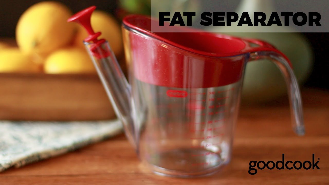 NEW! Solid Sturdy, Good Cook 2 Cup 500 ml Fat Separator Red & Clear  W/Stopper