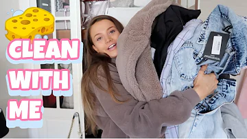 Clean with me! 🧽 | Decluttering my wardrobe and GIVING AWAY clothes!