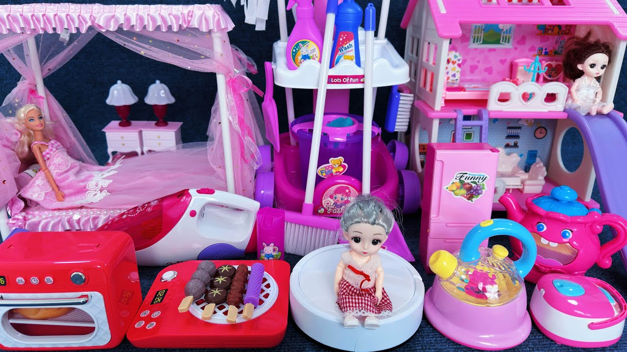 11 Minutes Satisfying Unboxing Pink Princess Villa and Cleaning Vehicle Play Set ASMR | Review Toys