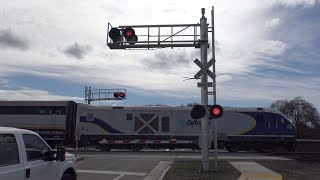 Amtrak California CDTX 2103 #702 San Joaquin East/South, 28th St. Railroad Crossing, Sacramento CA