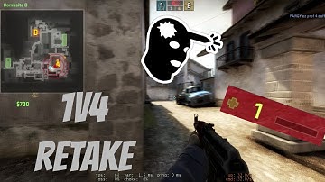 CS:GO 1v4 Retake on Inferno with 1HP!