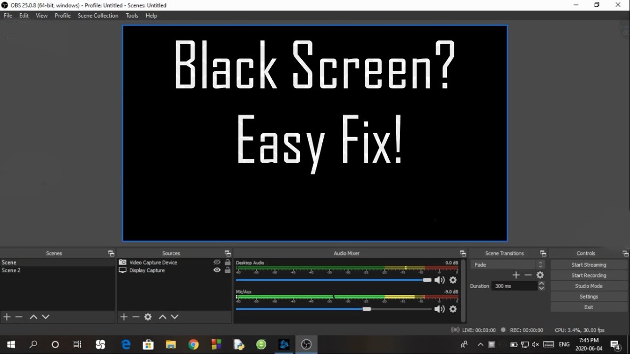 obs recording black screen