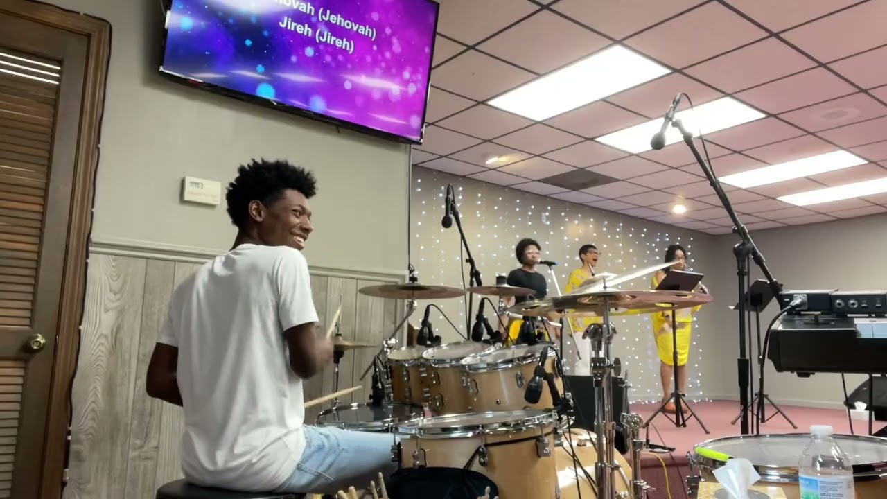 Playing drums at church....