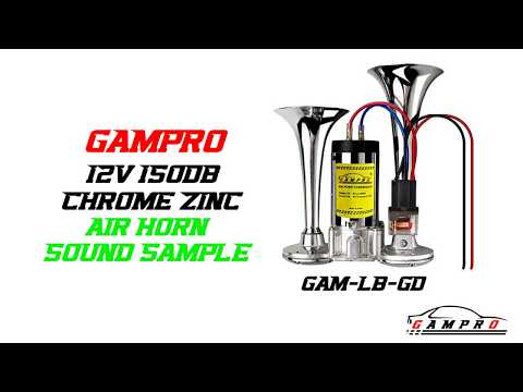 GAMPRO 150db 12V Air Horn, Chrome Zinc Dual Trumpet with