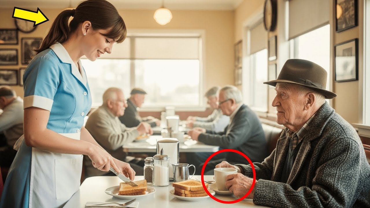 Een serveerster hielp elke ochtend een oude man — tot zijn advocaten met 4 bodyguards binnenkwamen