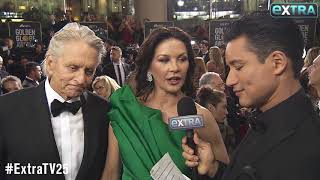 Michael Douglas & Catherine Zeta-Jones Take ‘Extra’s’ Couple Quiz at the Golden Globes