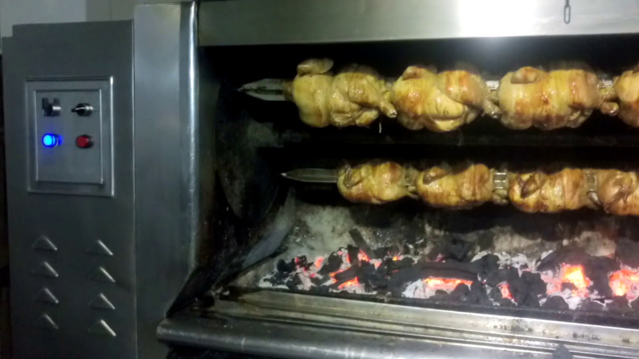 Horno asador a carbón , capacidad de 30 pollos - YouTube