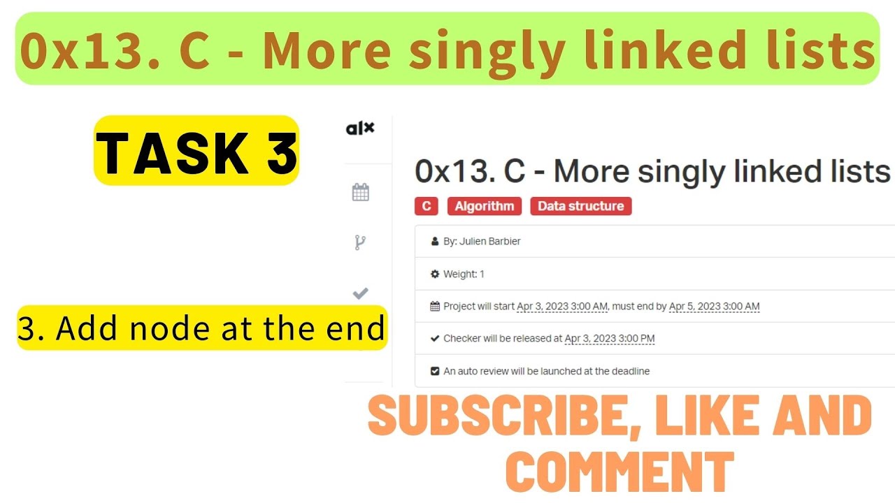 0x13. C - More singly linked lists; ALX: 3. Add node at the end - YouTube