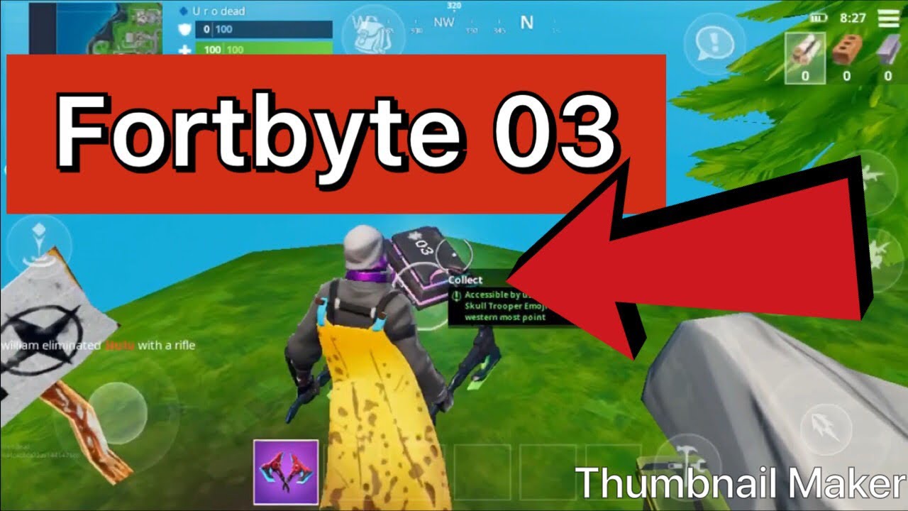 Fortbyte 03 accessible by using the skull trooper emoji at the west most point