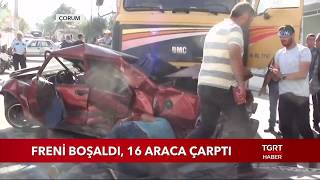 Freni Boşalan Kamyon 16 Aracı Kullanılmaz Hale Getirdi