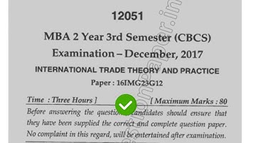 2017 Mdu MBA 3rd Sem International Trade Theory Question Paper #MduQuestionPaper