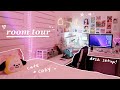 room tour 2022: cute & cozy, aesthetic desk setup, pinterest inspired, manga collection