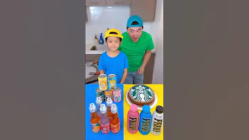 American vs Japanese drinks ice cream challenge🍨#starbucks #primedrink #funny by Ethan Funny Family