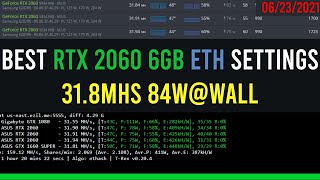 RTX 2060 Mining Overclock Settings Ethereum 31.8mhs 84w at wall (Using HiveOS Absolute Core Clock)