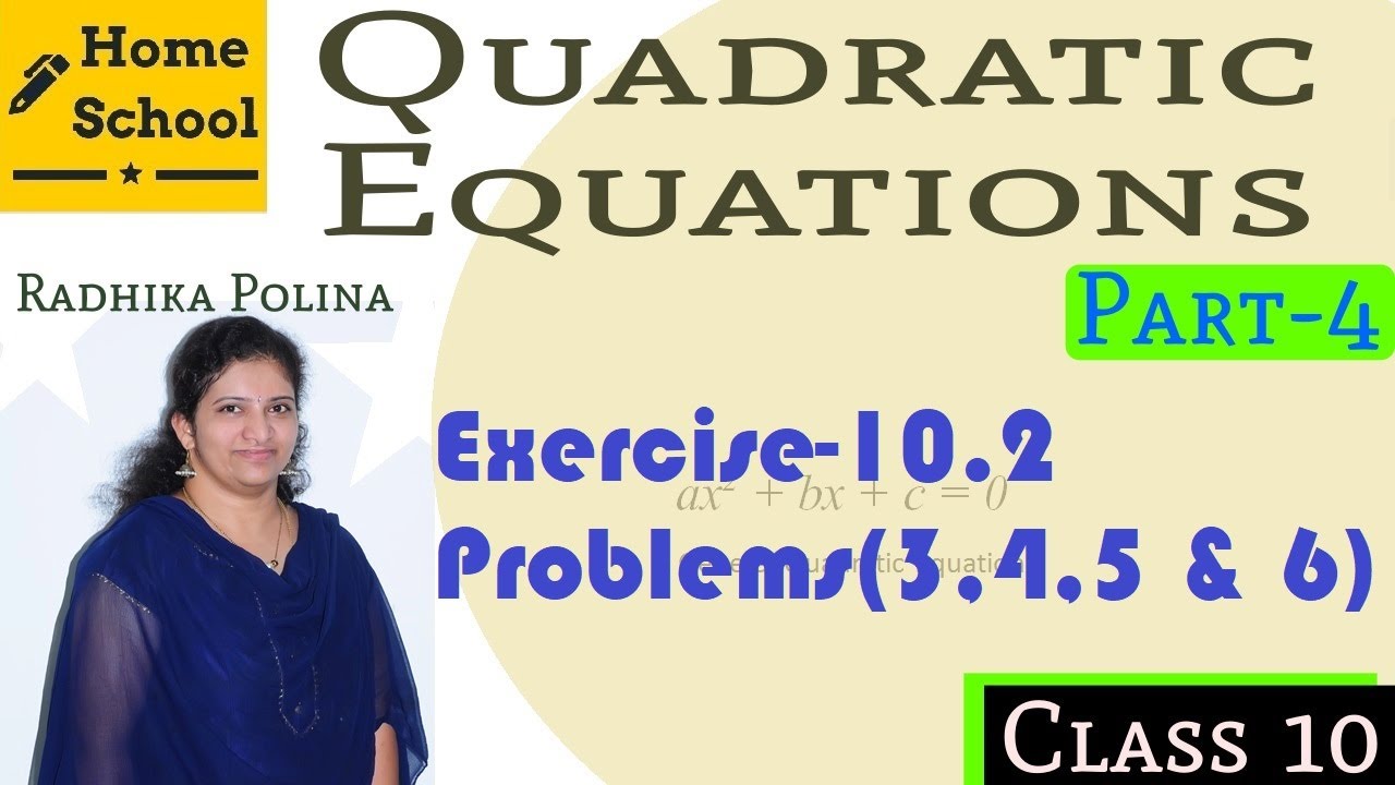 Quadratic Equations| Part-4| Class 10|Exercise-10.2|Problems(3,4,5 & 6)Mathematics NCERT / CBSE