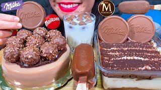 ASMR TRIPLE CHOCOLATE MOUSSE CAKE, TIRAMISU' CAKE, MAGNUM ICE CREAM, MILK MASSIVE Eating Sounds