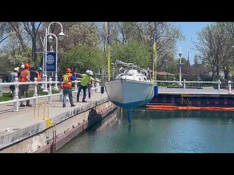 Sailboats Lifted Into Water Cobourg May 14, 2022