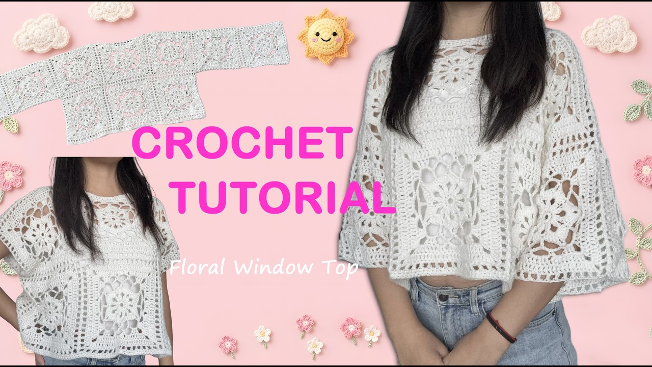 トップス drawdrawers Flower Dots Boat NeckLongTee Crochet Floral Window Top | Step-by-step Tutorial for Beginners