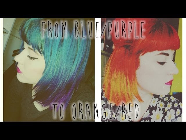 From Green/Blue/Purple Hair To Red/Orange Ombre - Youtube