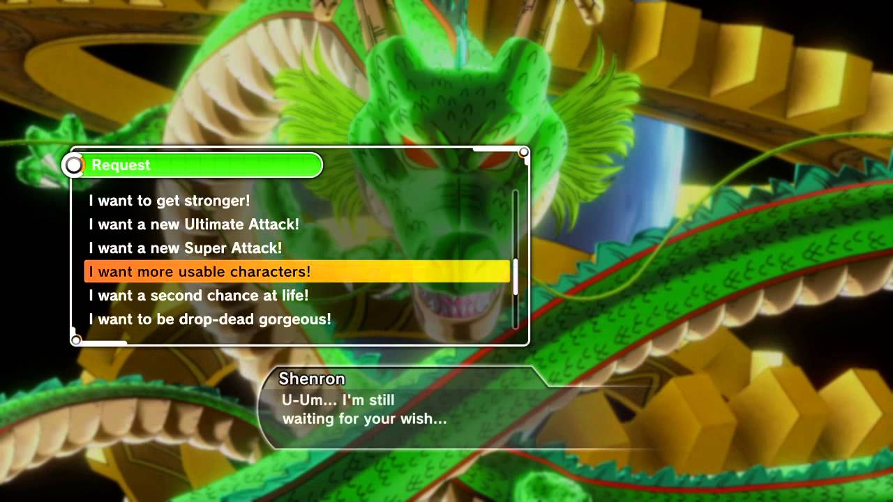 DRAGON BALL XENOVERSE wishes you can get from shenron ...