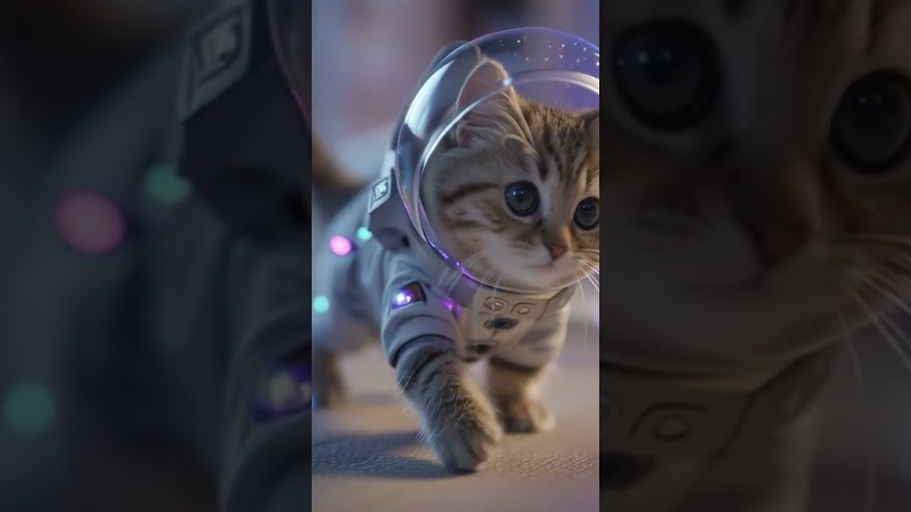 Astronaut Cat Exploring the Living Room Galaxy