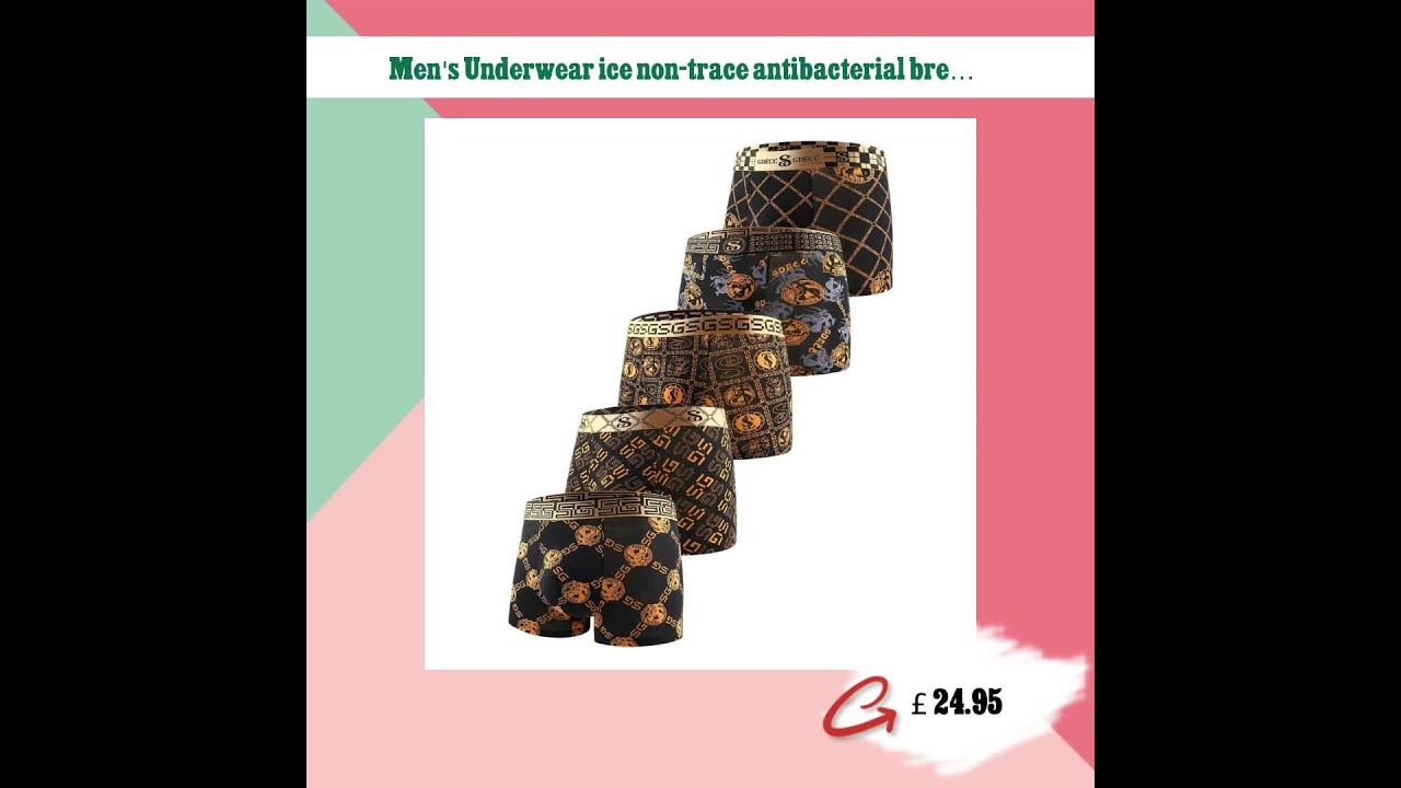 Men's Underwear ice non-trace antibacterial breathable quick dry trend printing summer boys thin ...