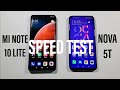 Xiaomi Mi Note 10 Lite vs Huawei Nova 5T Comparison Speed Test