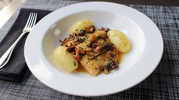 Pan-Roasted Halibut with Mushrooms & Lemon Butter Sauce - Fast & Easy Halibut Recipe