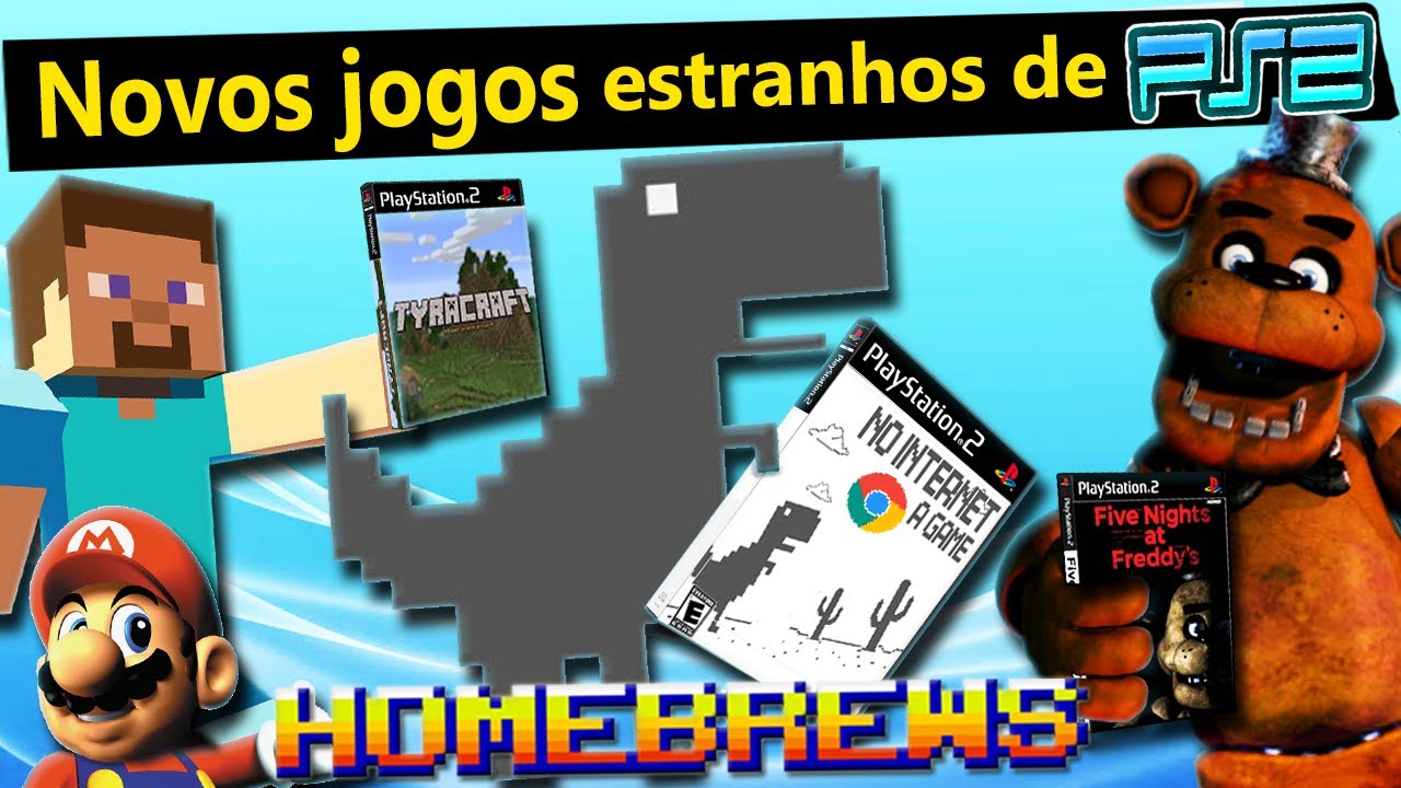 Os estranhos novos jogos pro PS2 (FNAF, Mario 64, Minecraft, Dinossauro  Chrome e+Homebrews massas!) 