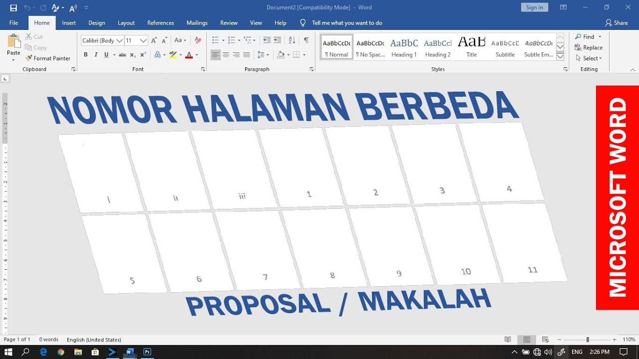 Cara membuat nomor  halaman  berbeda di word YouTube