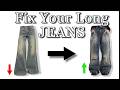 How to fix your LONG jeans while keeping the original HEM (For Beginners)