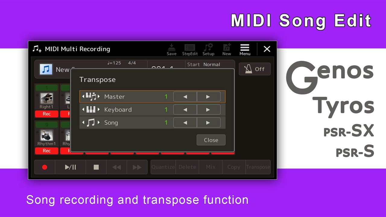 MIDI Song recording - Transpose function - YouTube