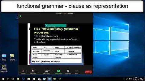 functional grammar  - clause as representation  - presentation