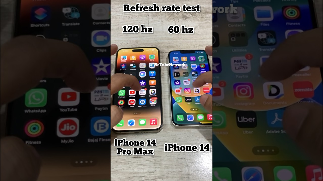 iPhone 120 hz vs 60hz refresh rate🔥 iPhone 14 vs iPhone 14 Pro Max Display test🔥 Promotion vs 60hz