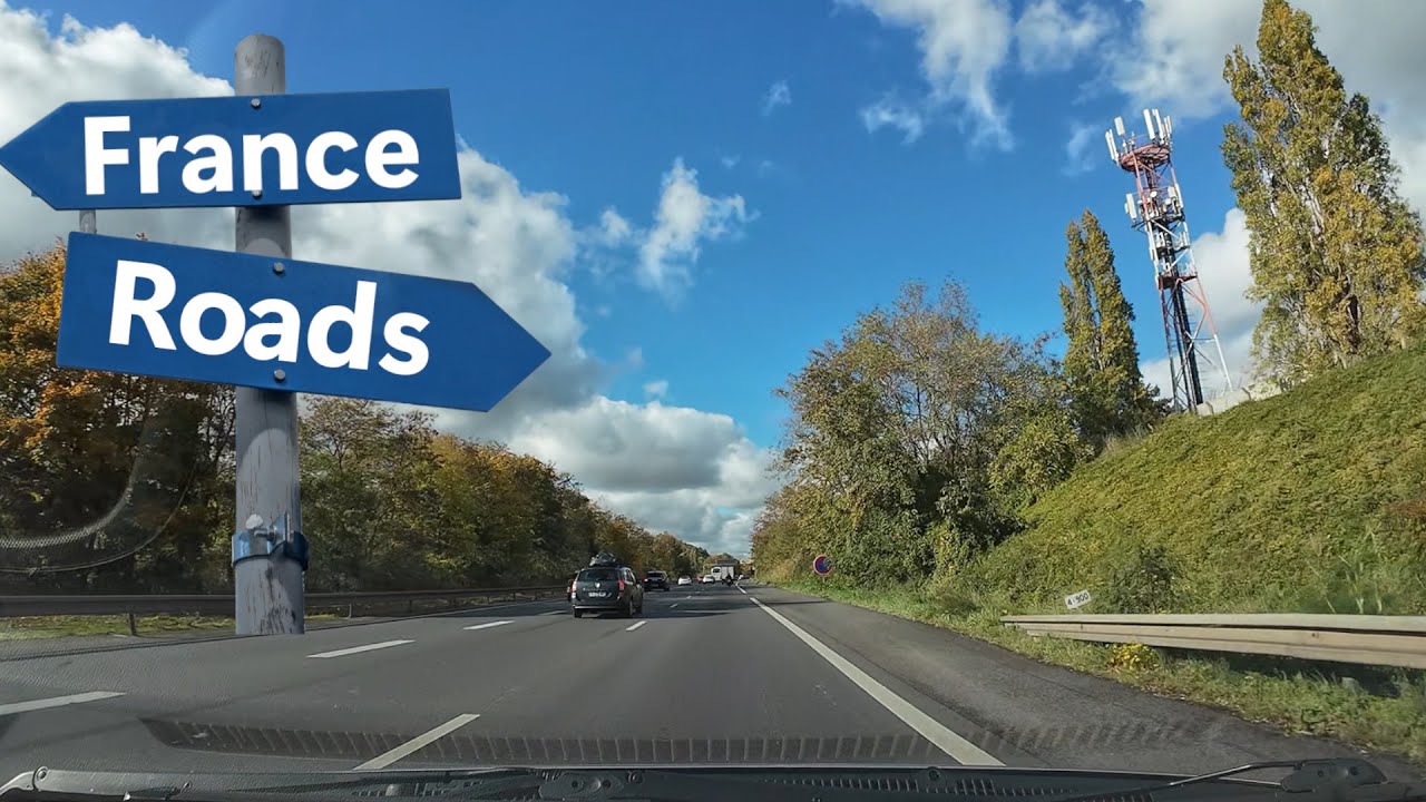 Drive in France - A6 Highway to Massy Palaiseau - 4K