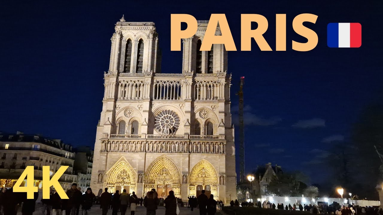 Paris, France - Paris by night - 4th and 6th arrondissement (4K)