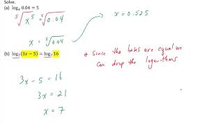 Unit 8 Lesson 6 Solving Logarithmic Equations MHF4U