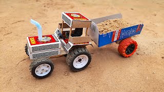 How to make a Mini Matchbox Tractor with Trolley at Home | Matchbox Tractor using DC Motor