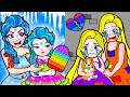 [🌈paper diy🌈] Poor Rapunzel vs Rich Mother Elsa and Rainbow Daughter | Rapunzel Compilation 놀이 종이