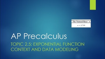 AP Precalculus Topic 2.5: Exponential Function Context and Data Modeling
