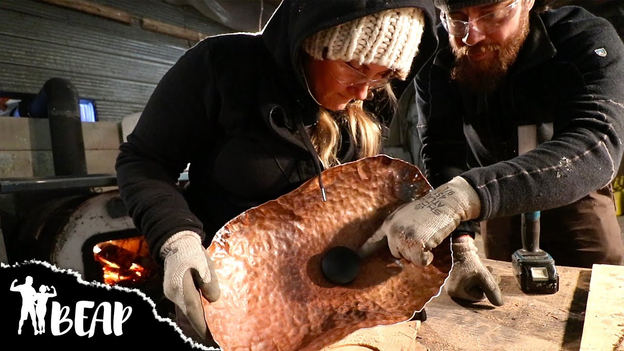 Live Edge Bathroom Vanity Project + Installing DIY Copper Vessel Sink | Skoolie Bathroom